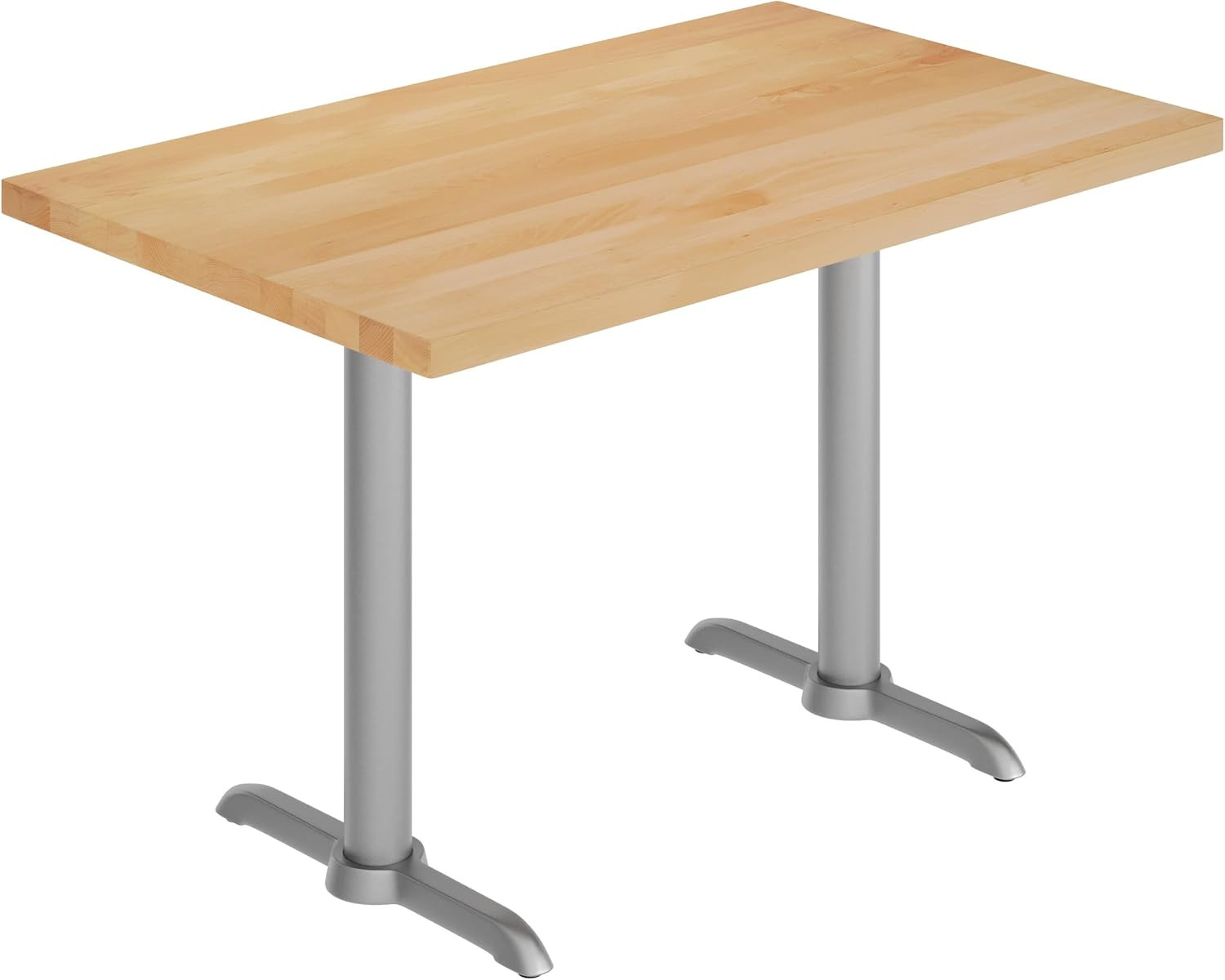 Natural Solid Wood Tabletop with Cast Iron Bases – 30″ x 48