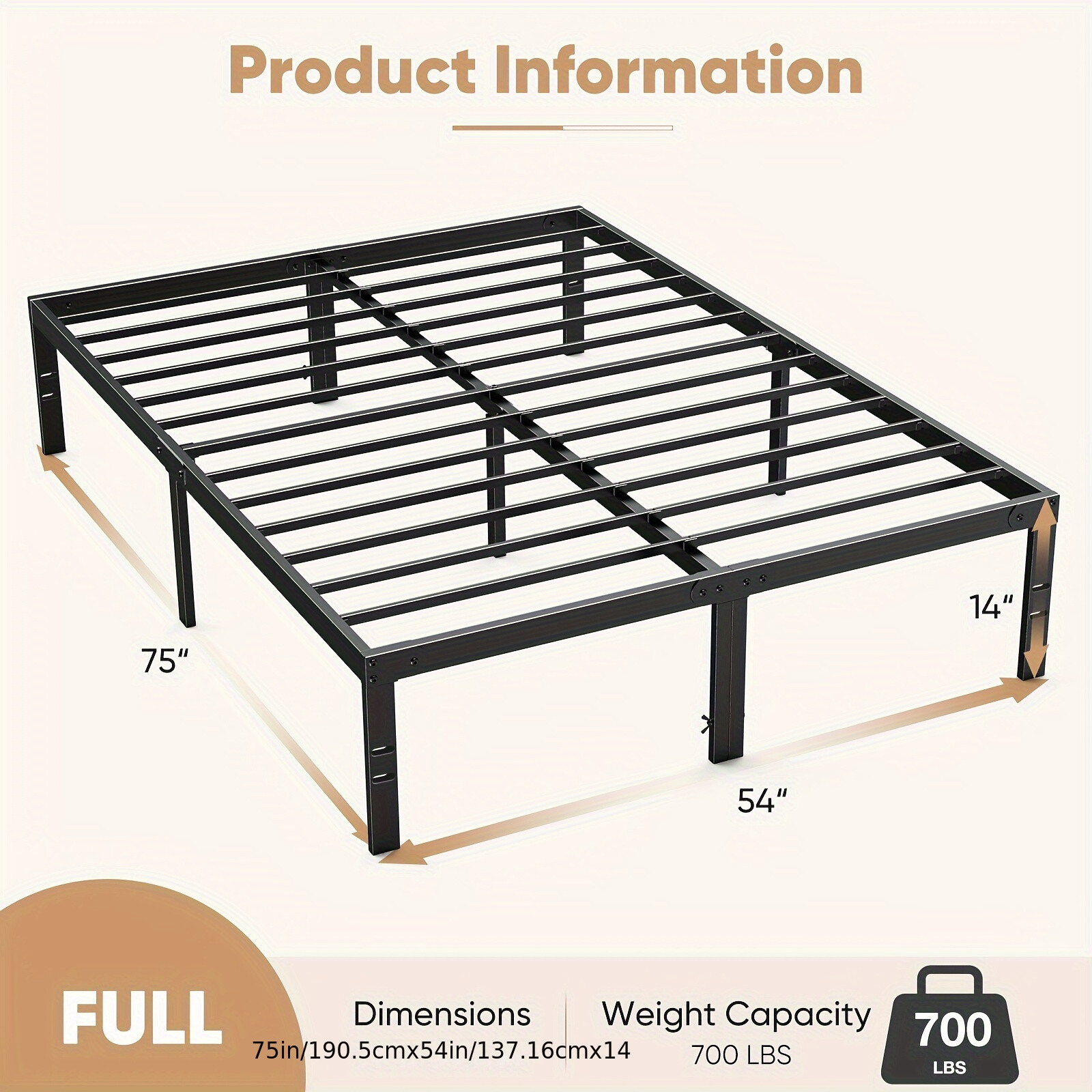 Premium Steel Bed Frame – Sturdy, Spacious & Long-Lasting for All Bed Sizes