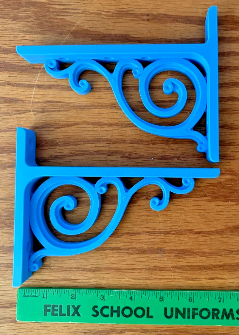 2 Blue Shelving Brackets 5 in X 6.5 in Decorative Durable Strong Elegant Sturdy