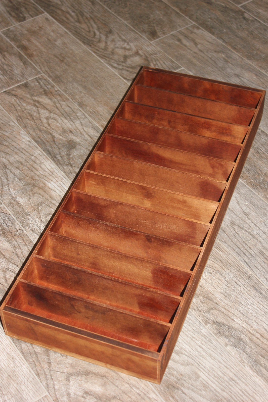 Vintage Handmade Solid Wood Display Sorting Cabinet Collectibles Box 12x30x3.25