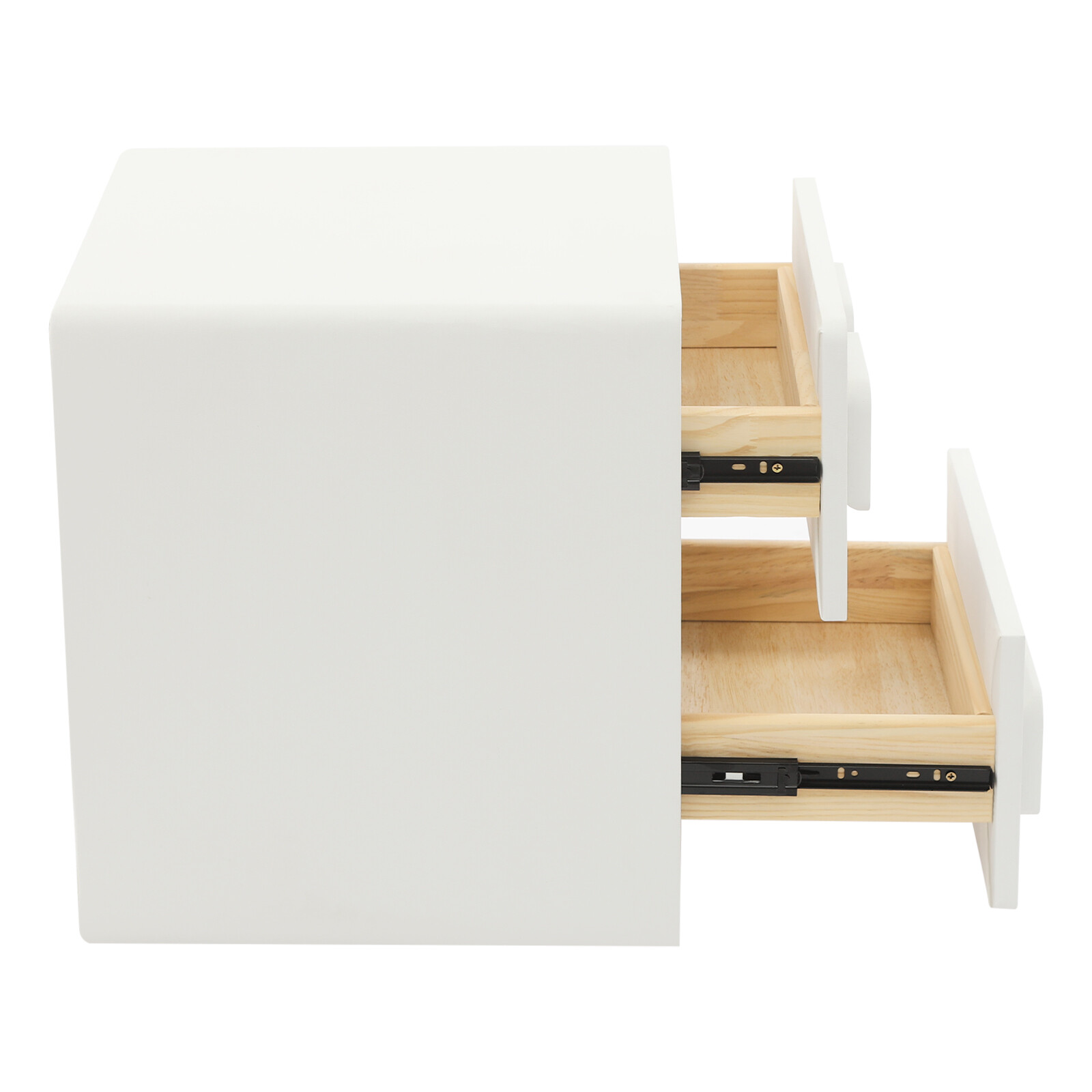 Bedside Table, White Bedside Table W/ 2 Drawers For Study, Bedroom, Living Room