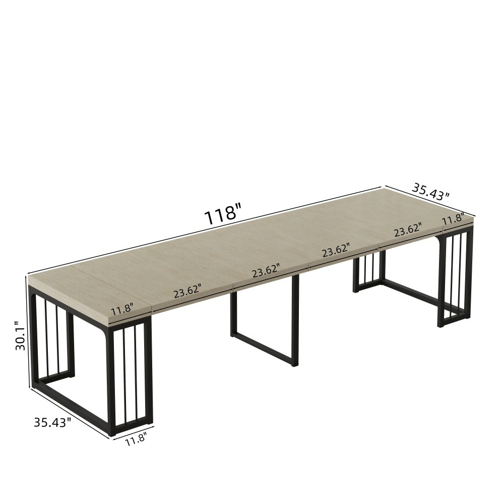23.62″- 118″Modern Extendable Dining Table,Seats 2-10 People