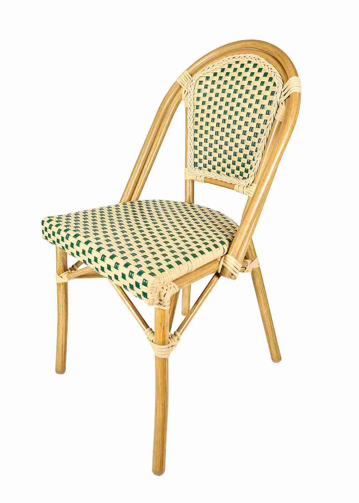 Beige and Green French Bistro Patio Dining Chair by Chivari