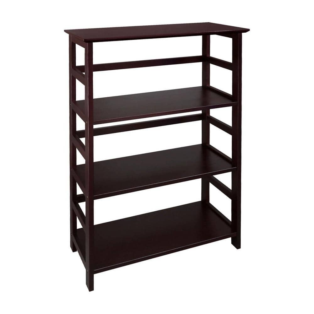 Casual Home Etagere Bookcase 42″ Espresso Wood 4-Shelf Tip-Resistant Hardware