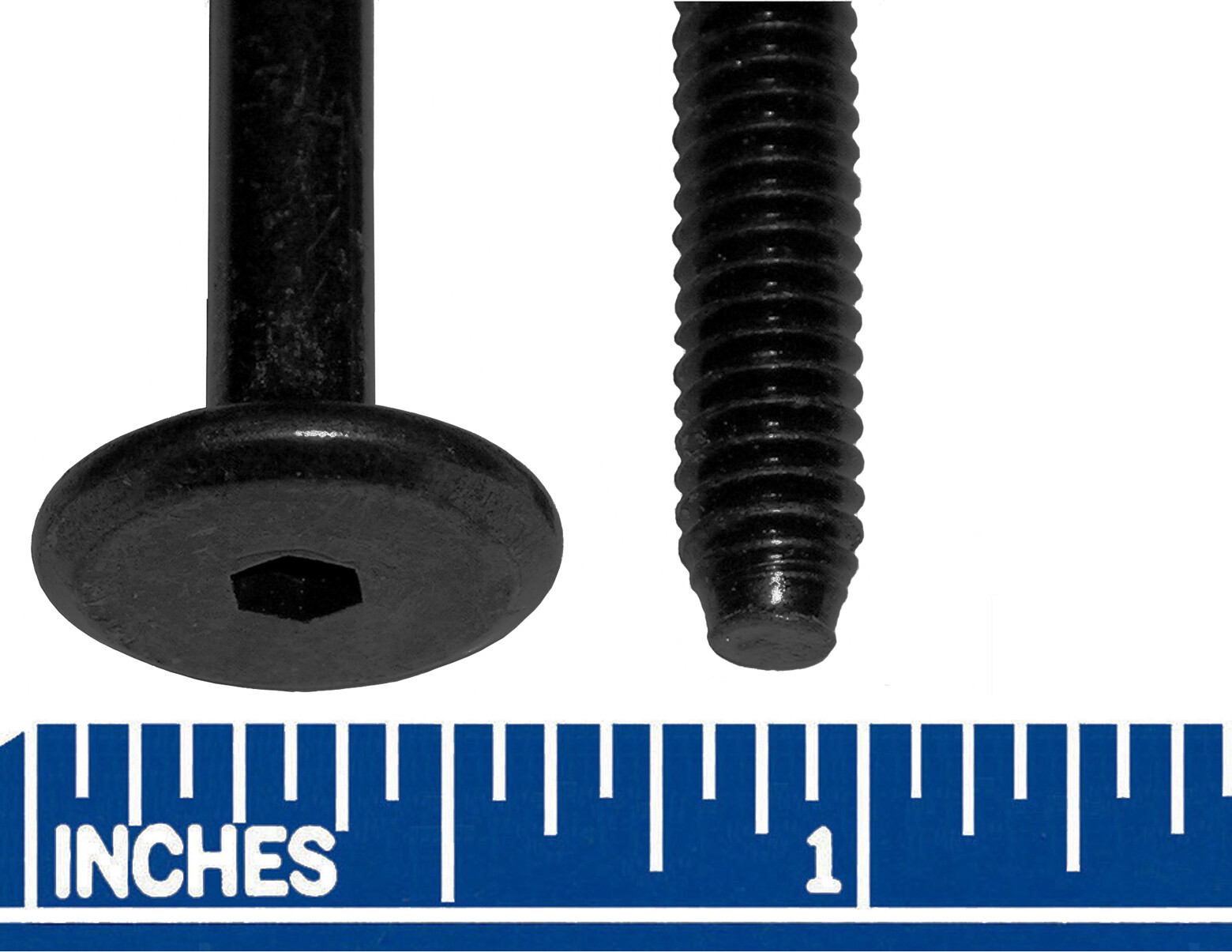 1/4″ – 20 Matte Black Hex Drive 17mm Flat Head Furniture Bolt Sizes 30 – 70mm