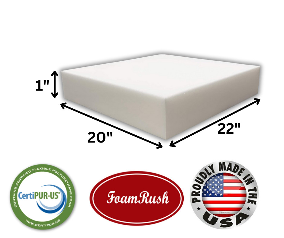 FoamRush 20″ x 22″ High Density Upholstery Foam Seat Cushion Replacement USA
