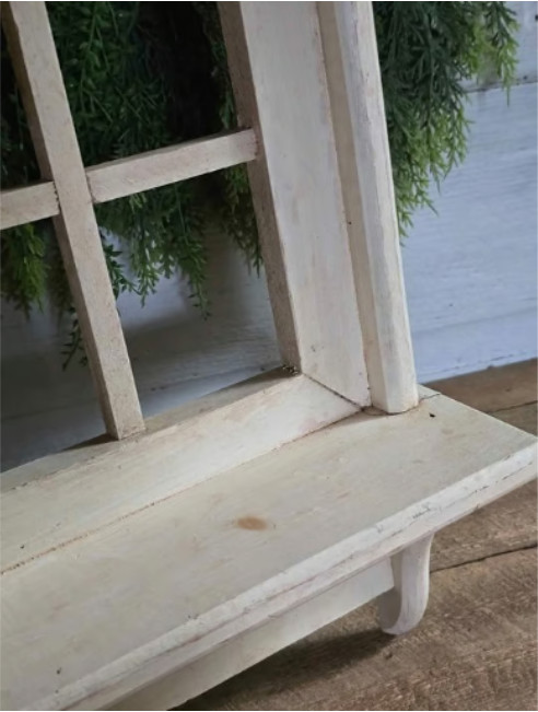 Off White Wood Weathered Window Wall Shelf Shabby Chic Primitive Farmhouse Decor