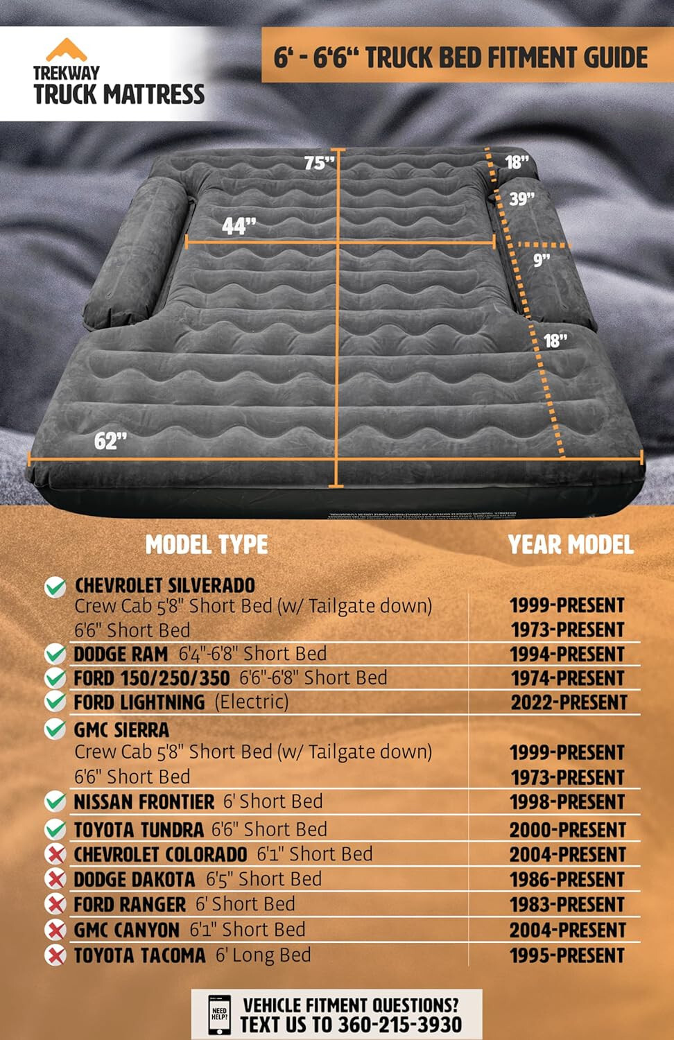 ✅ Durable Double Size Inflatable Truck Bed Mattress with 12V Pump and Carry Bag