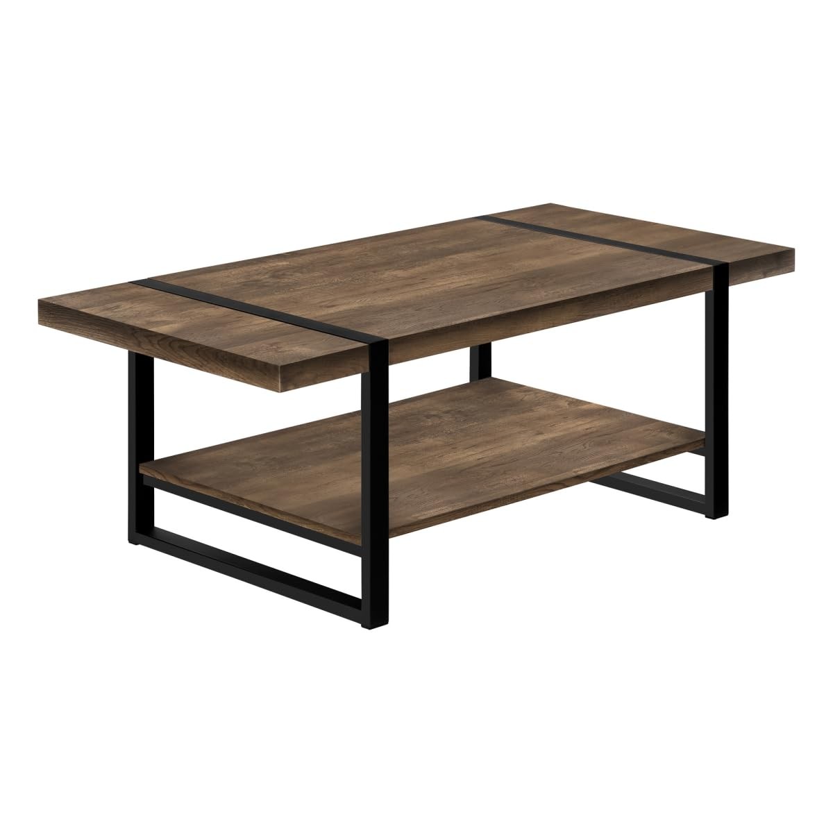 47 Brown And Black Coffee Table With Shelf