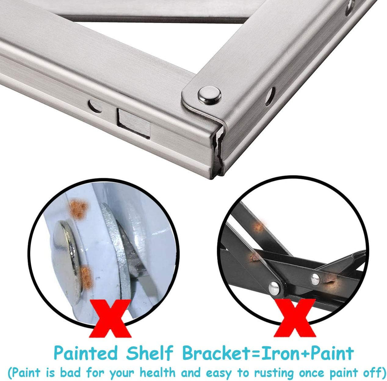 CLT 24” Folding Shelf Brackets Max. Load 440 Lb, Heavy Duty Stainless Steel DIY