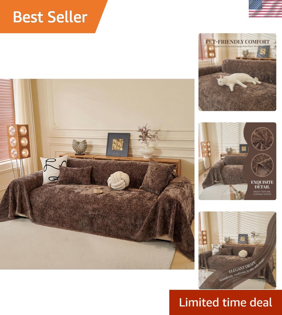 Heavy Duty Couch Protector for Dogs & Cats,Washable Sofa Slipcovers,71″x 118″…