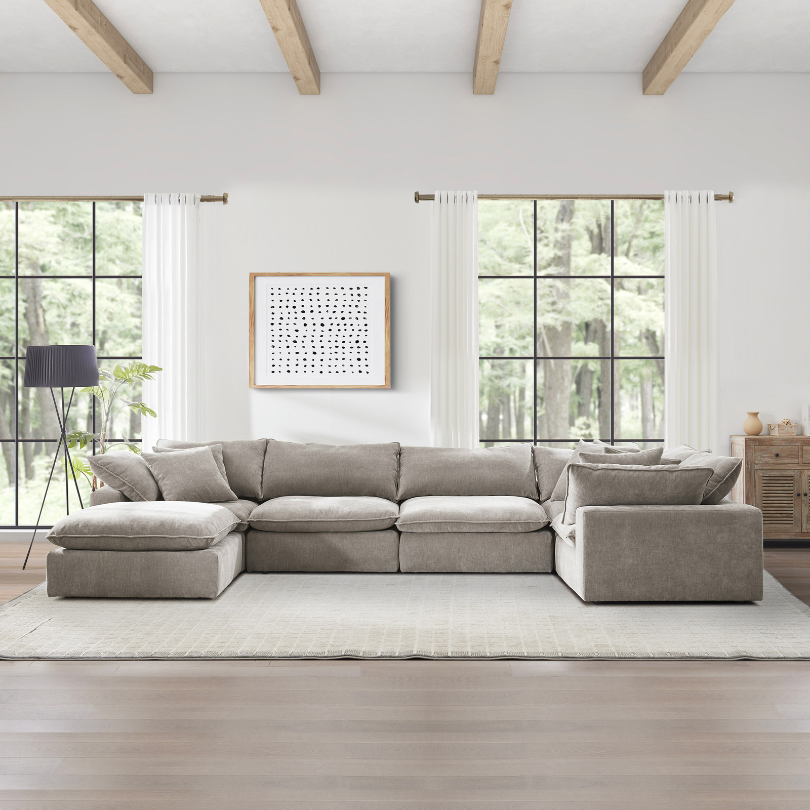 Sereen 6-piece Fabric Modular Sectional Taupe NEW FREE SHIPPING USA ONLY