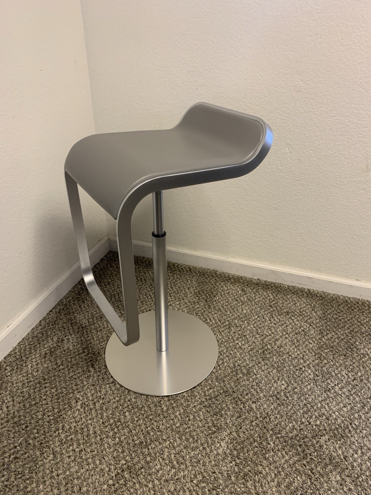 Lapalma Lem Piston Stool Chair Made in Italy Grey Leather Counter Height