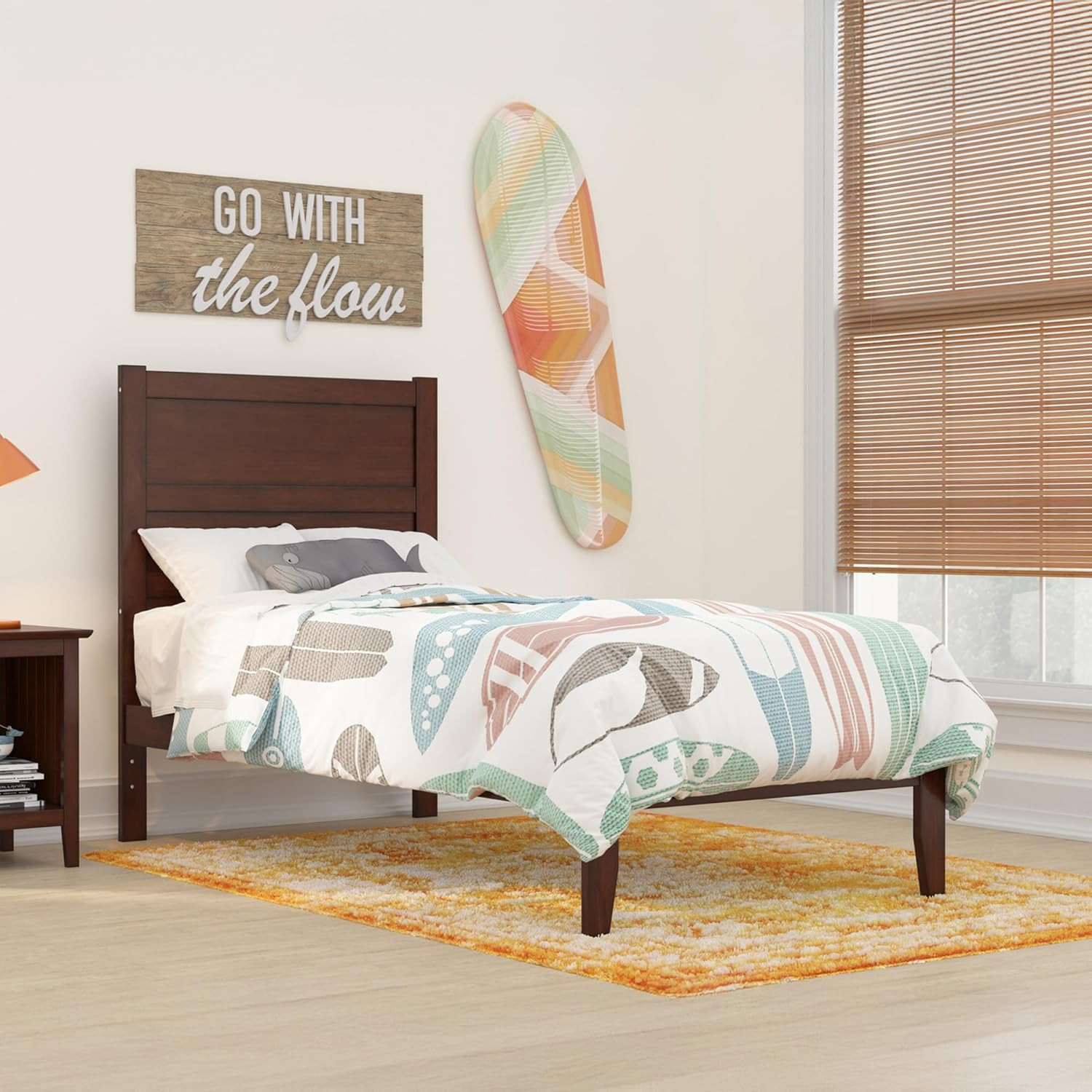 Noho Twin Platform Bed in Elegant Walnut Finish
