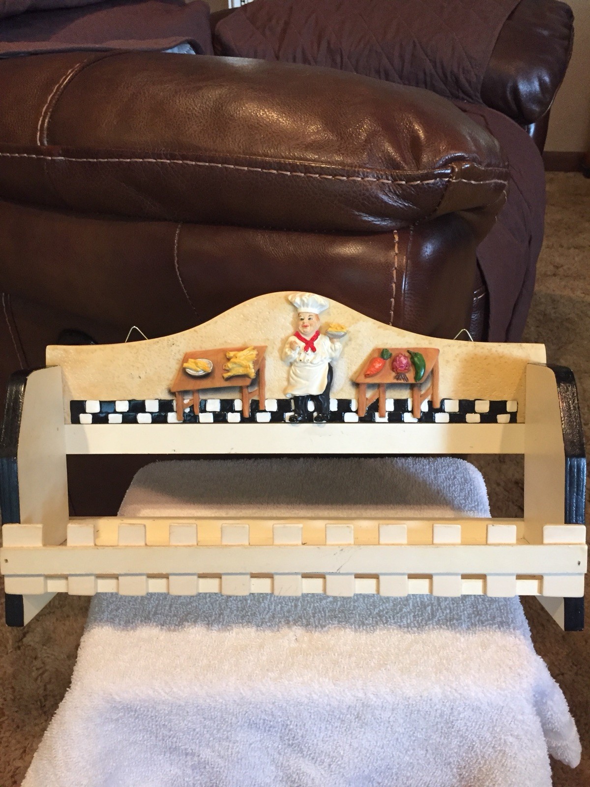 Bristro Chef Wood W/ Ceramic Wall Shelf-13.5”x4.5”x8”
