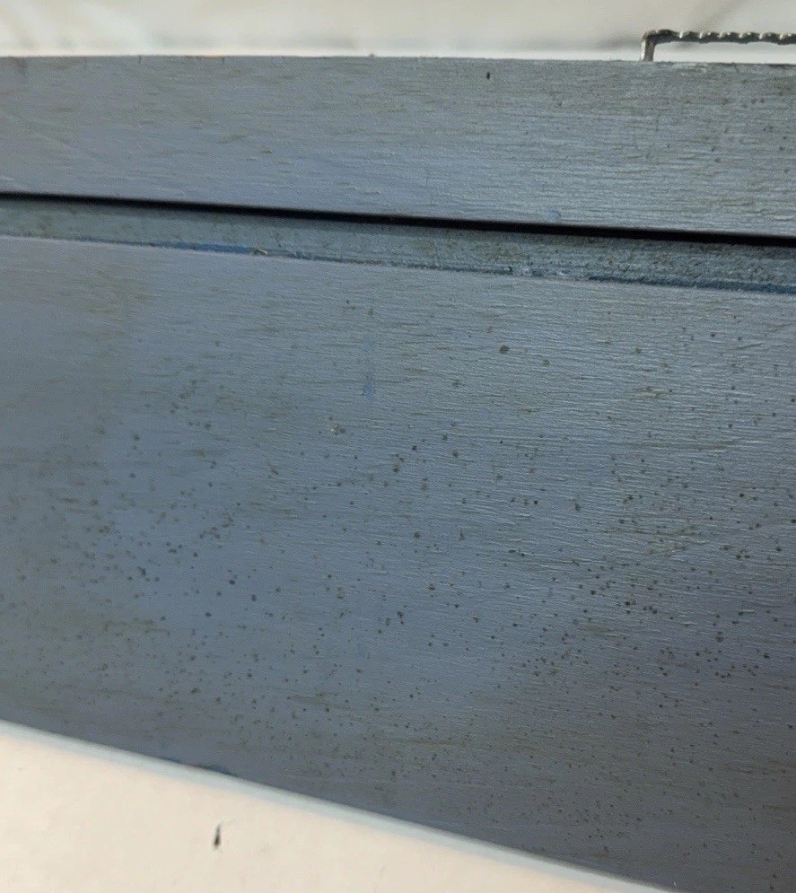 Vintage Blue Wood Wall Shelf Scalloped Country Cottage Display 22 Inch