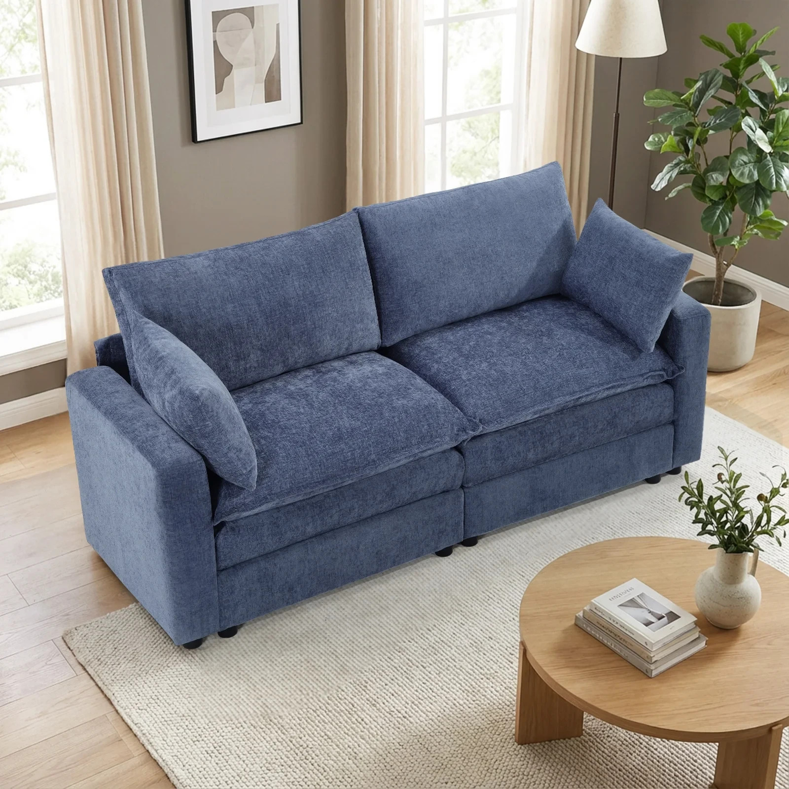 EBELLO Modular Sectional Sofa Modern Loveseat 2-Seat Cloud Couch for Living Room