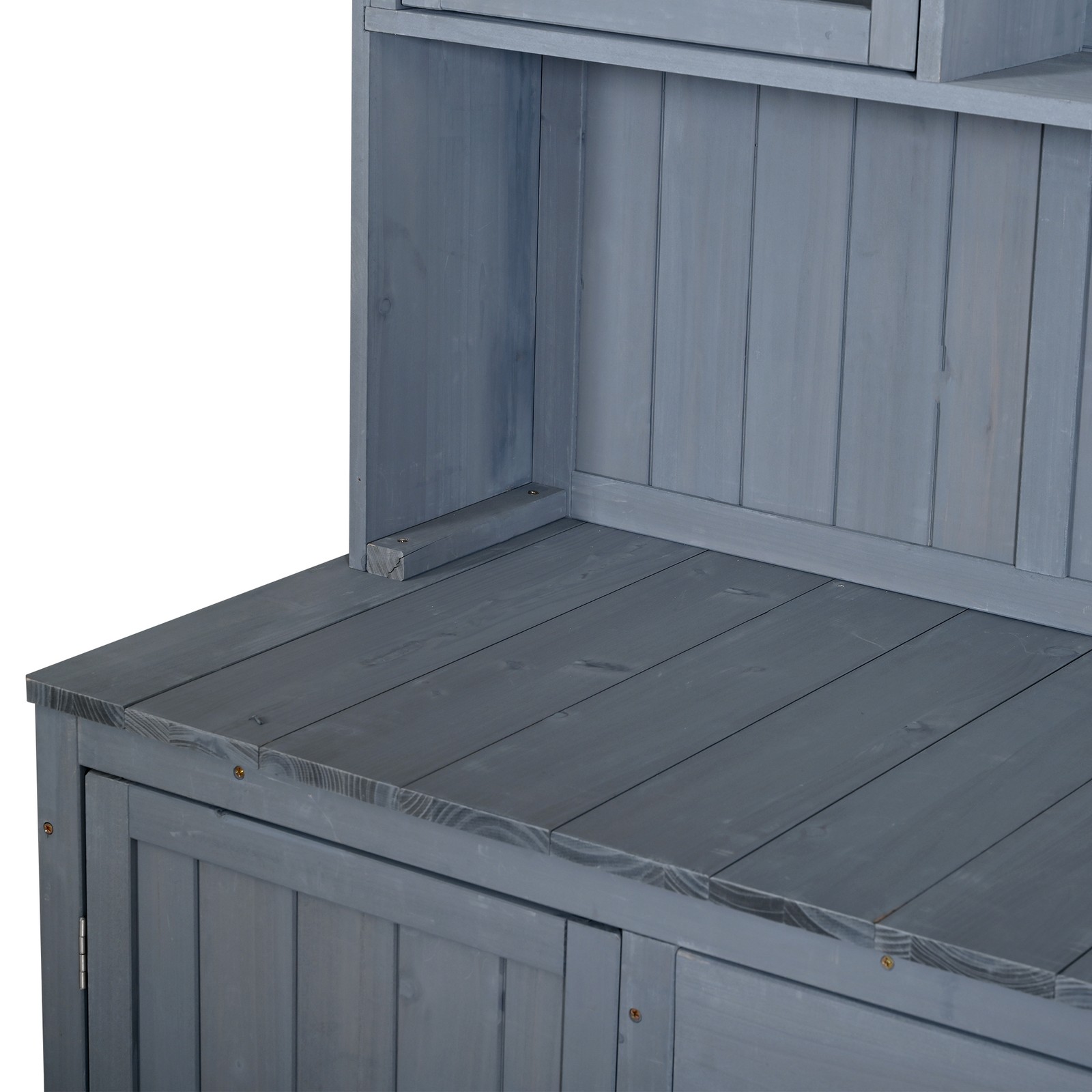 Potting Bench with Hutch 65″ Solid Fir Wood Garden Workstation Gray