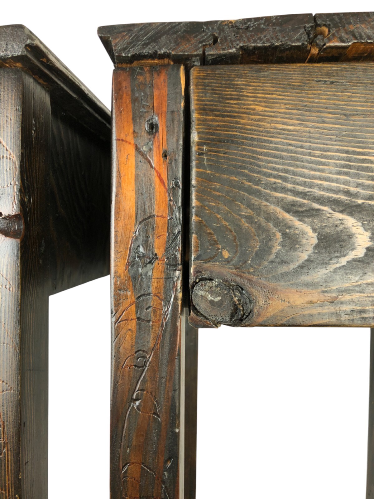 Pair Two Matching Rustic Barn / Salvaged Wood End Tables Home Made 31″ Tall