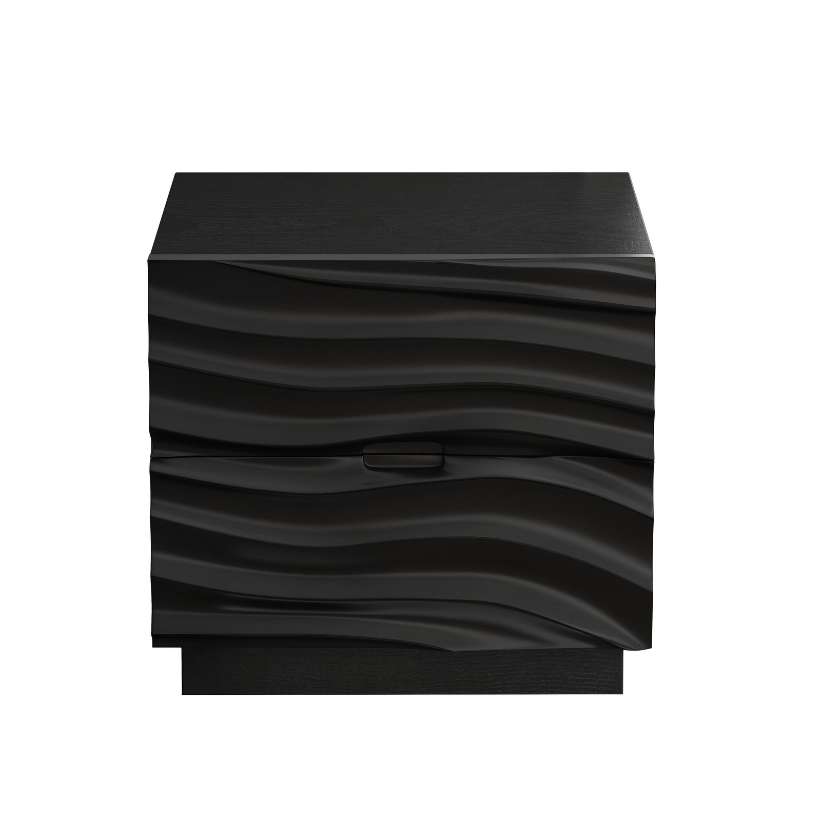 Solid Wood Nightstand with 2 Drawers, Black, 23.62″ L x 15.75″ W