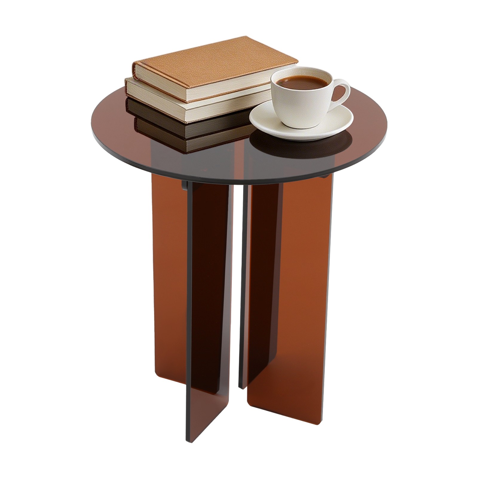 15.7in Minimalist Acrylic Coffee Table Round Side Table for Living Room, Office