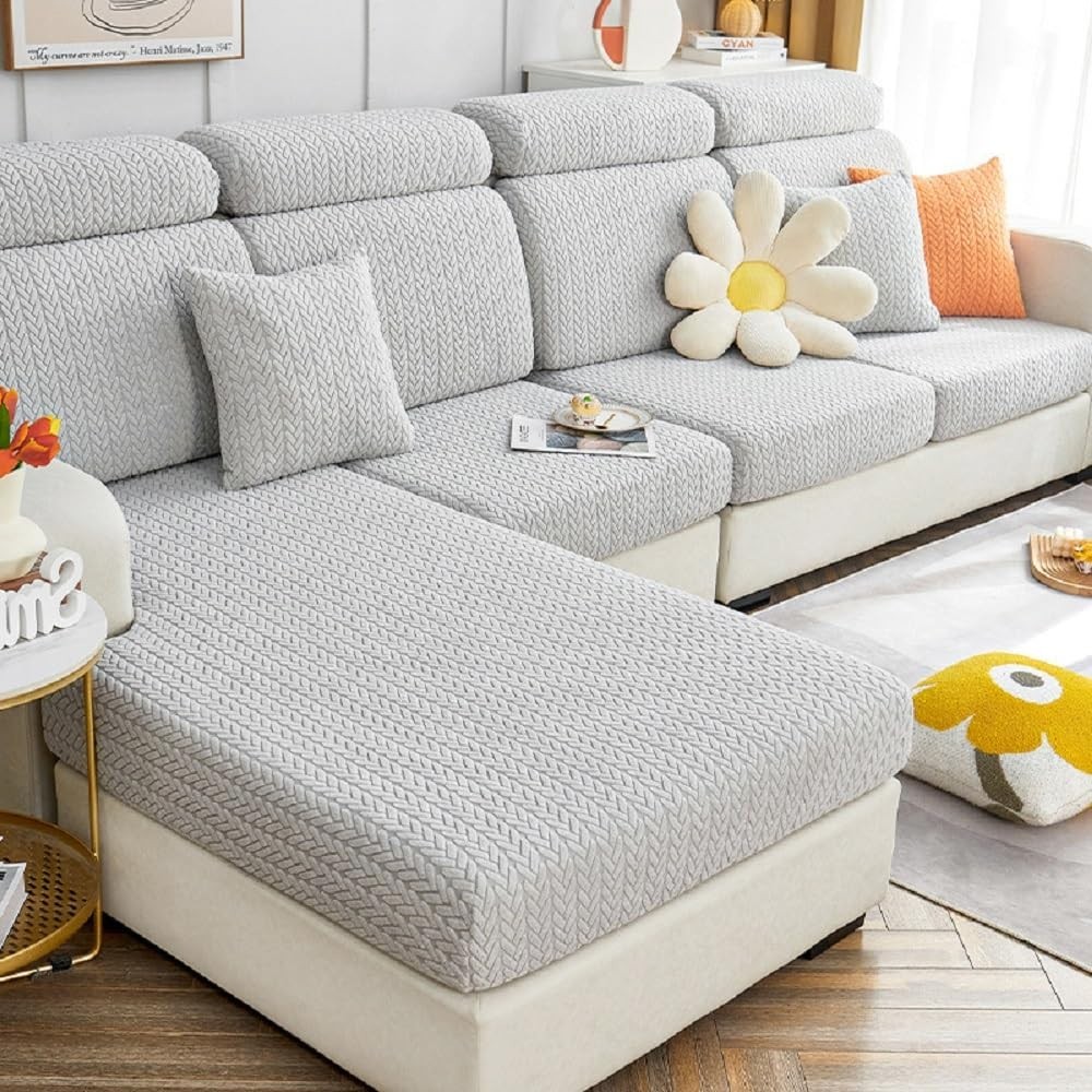 Stretch Sofa Cover for Dogs, Slipcovers for Couches, Large Single Seat, Wheat Gr