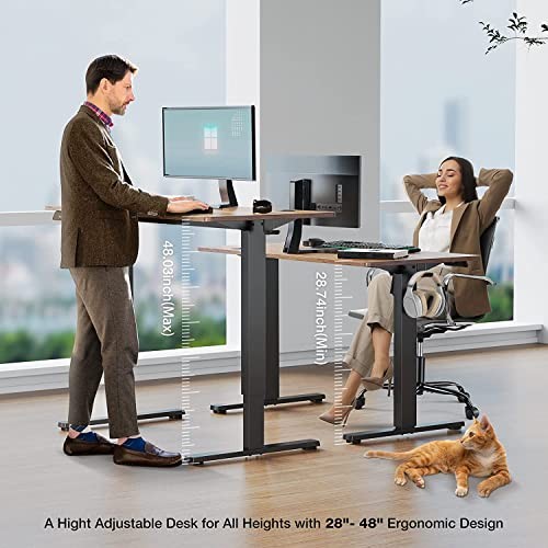 Rustic Brown – SMUG Standing Desk 48 x 24 Electric Height Adjustable Home Office