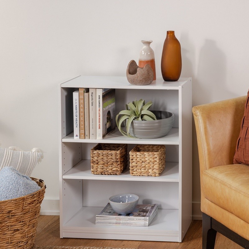 3-Shelf Bookcase Adjustable Shelves Sturdy Storage Unit Home Office Living Room