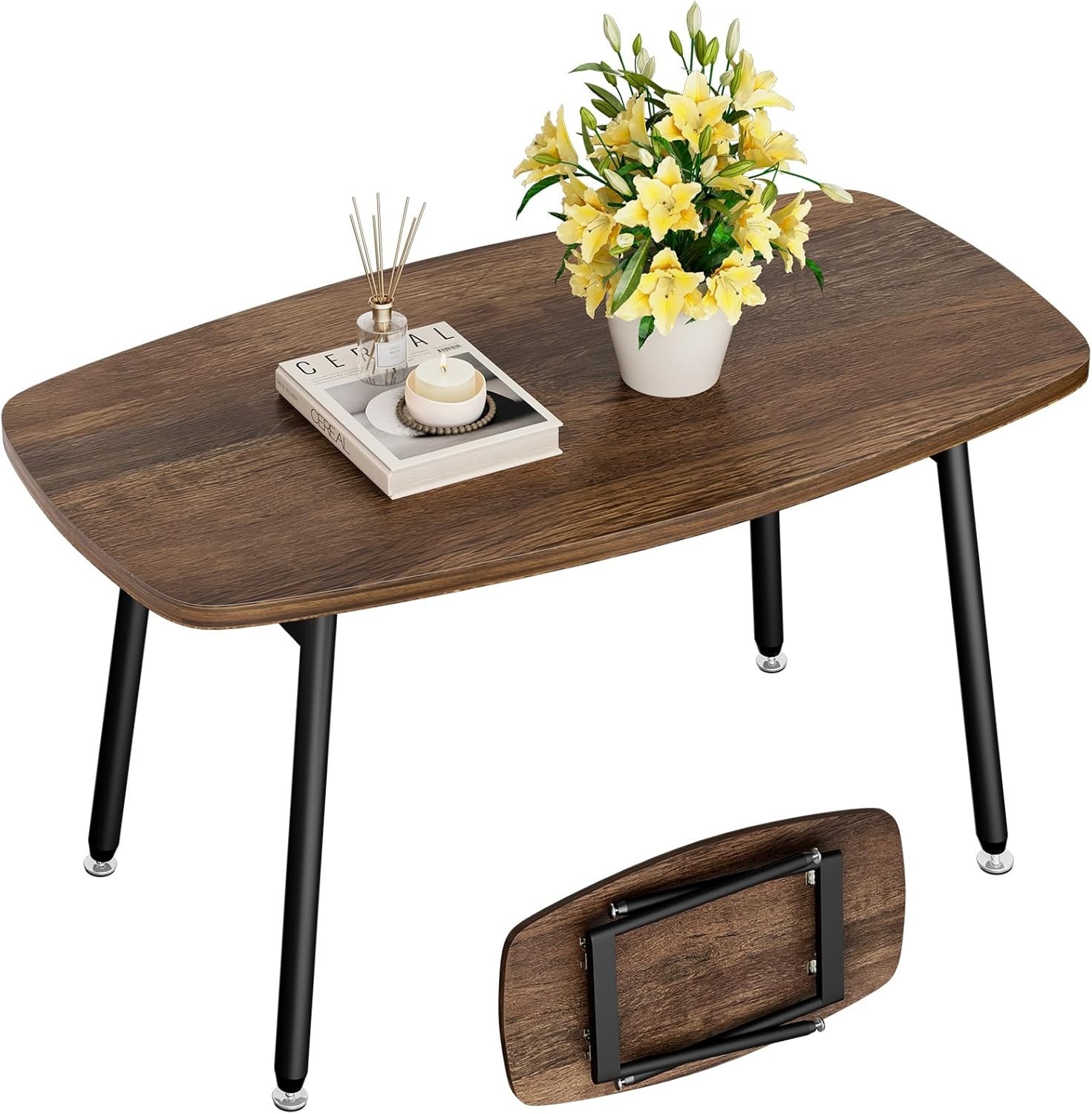 Folding Coffee Table Rustic Small Coffee Tables for Living Room Farmhouse Por…