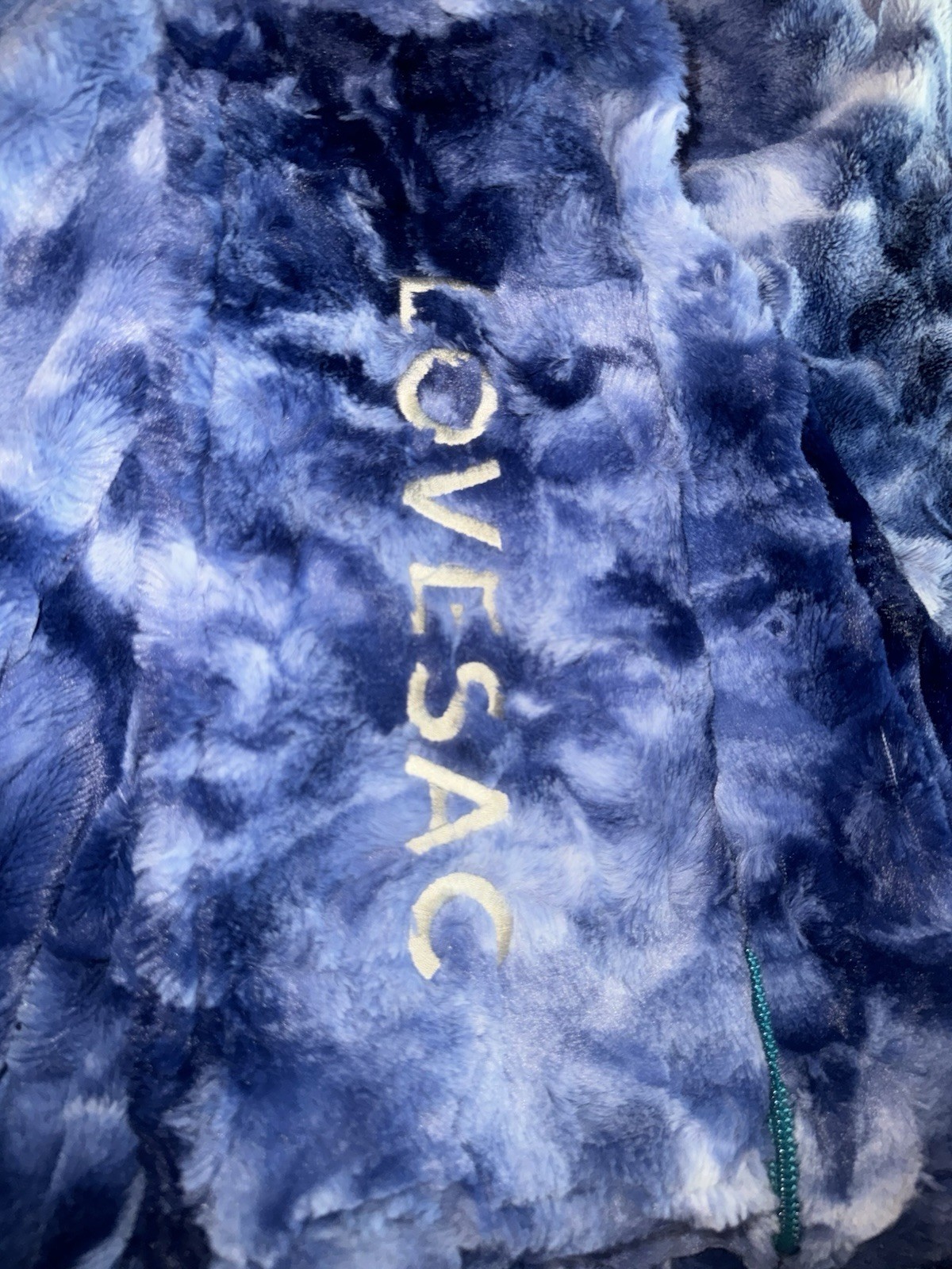 Lovesac The BigOne Beanbag 60in Round Blue Abstract Faux Fur Cover