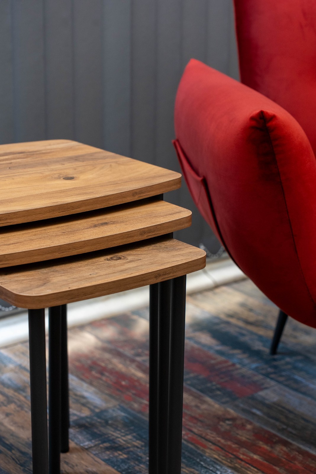 3-Piece Nesting Table Set, Space-Saving Living Room Side Tables