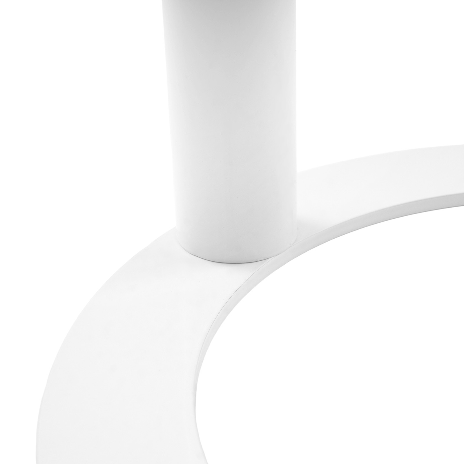60x74cm Round Side Table White Side Table for Small Spaces with O-shaped Base US