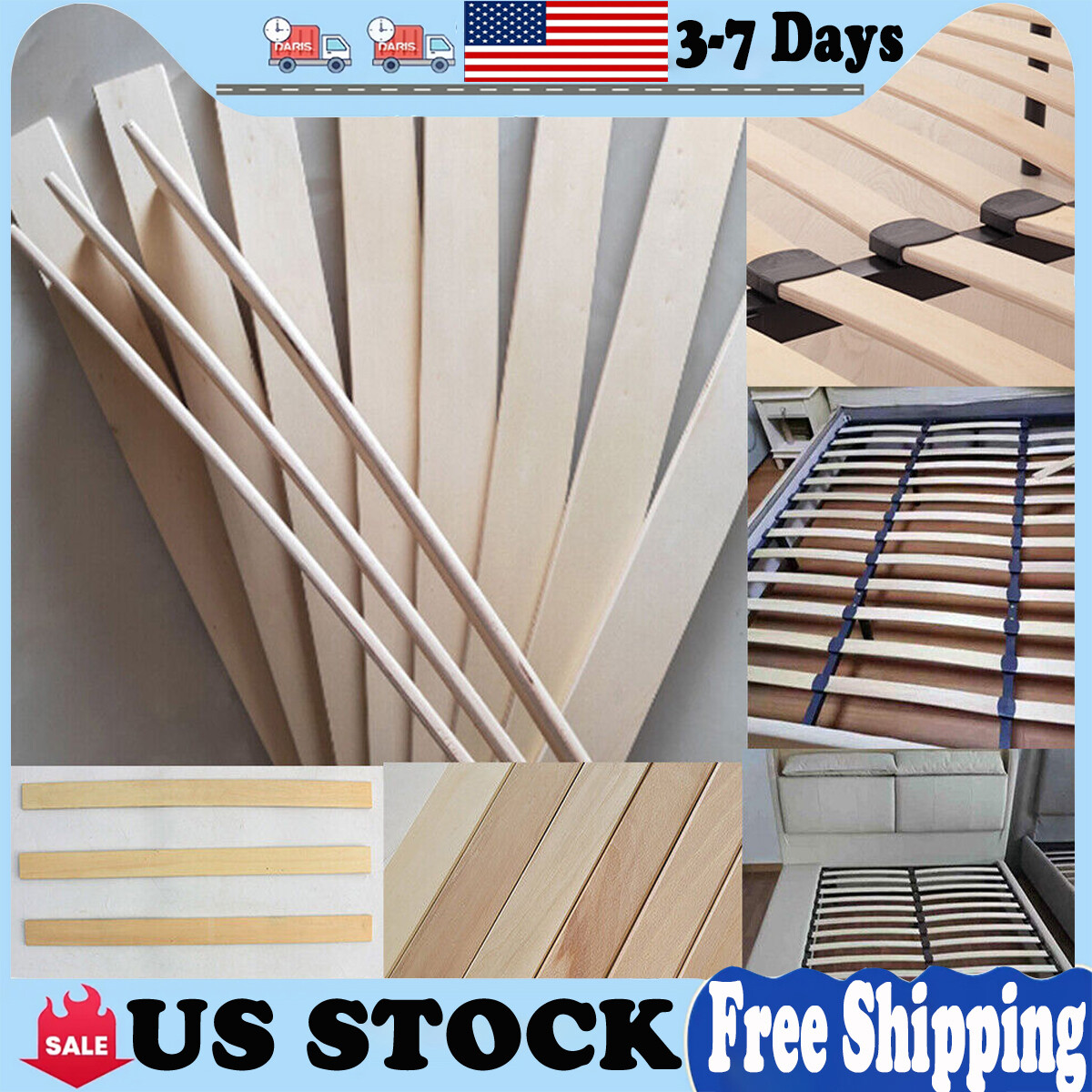 10 pcs 68/76cm Length Replacement Bed Slats King Sprung Wooden Bed Slats 53mm