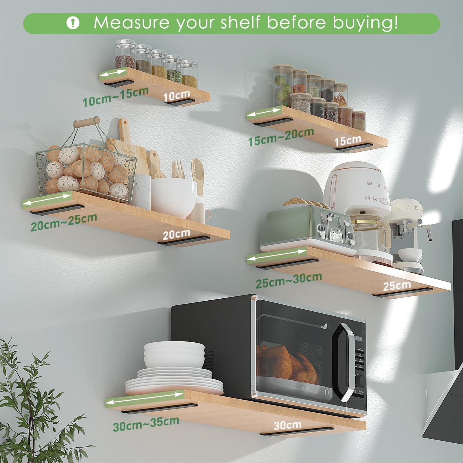 2 Piece Shelf Bracket Shelf Support 30cm, Shelf Angle Heavy Duty, 75kg Load Capacity…