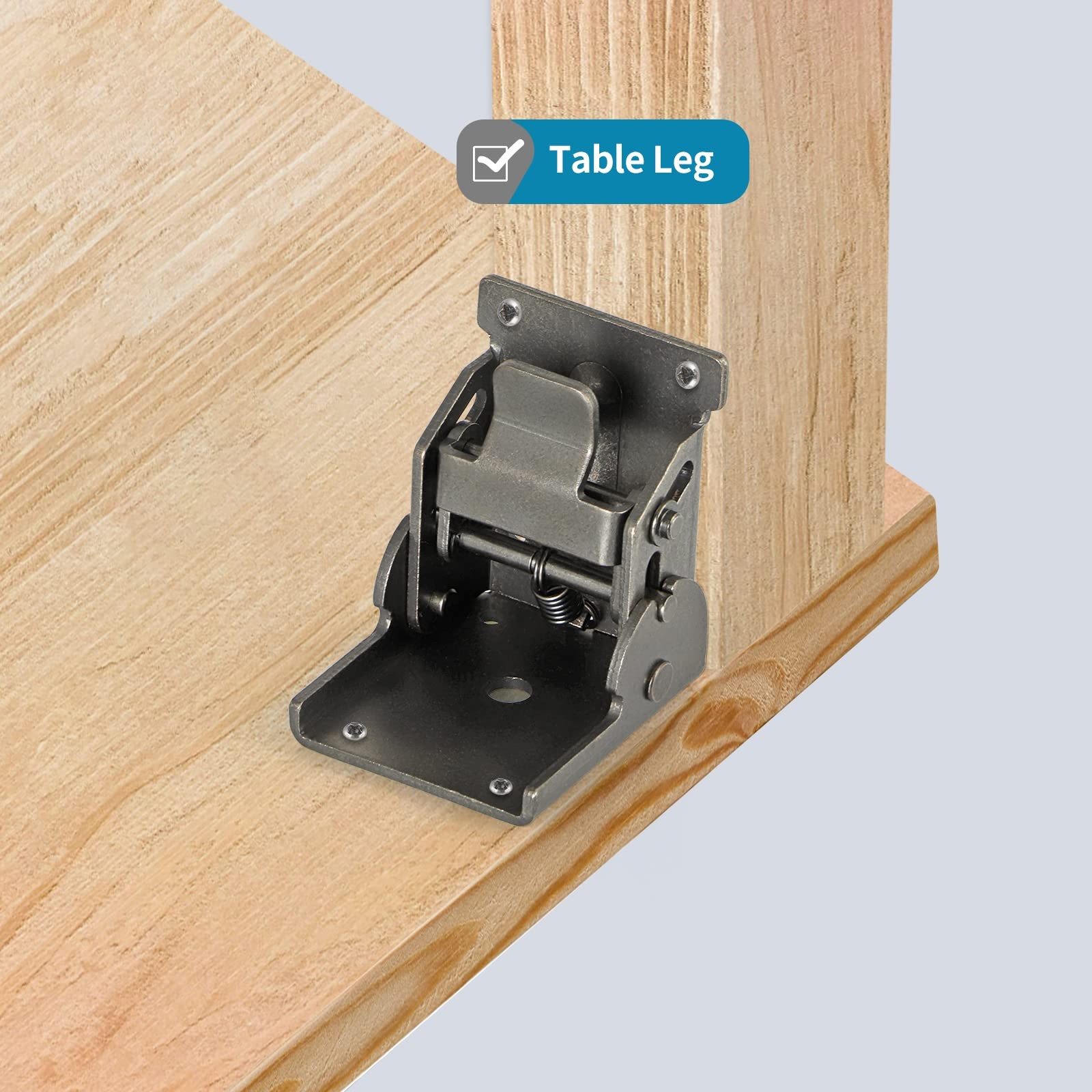 4 PCS Folding Brackets Heavy Duty 90 Degree SelfLock Hinges For Table Gunblack