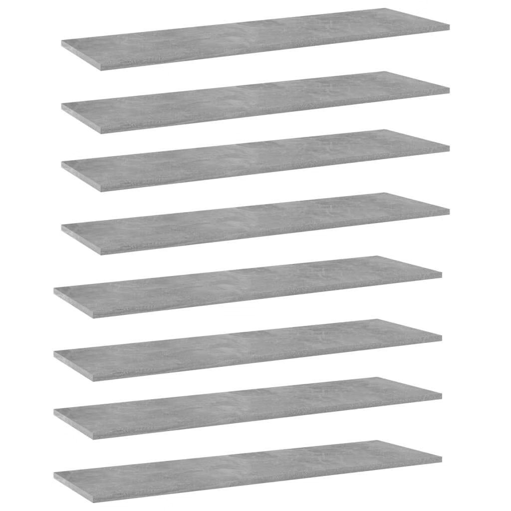Bookshelf Boards 8 pcs Concrete Gray 39.4″x11.8″x0.6″ Engineered Wood