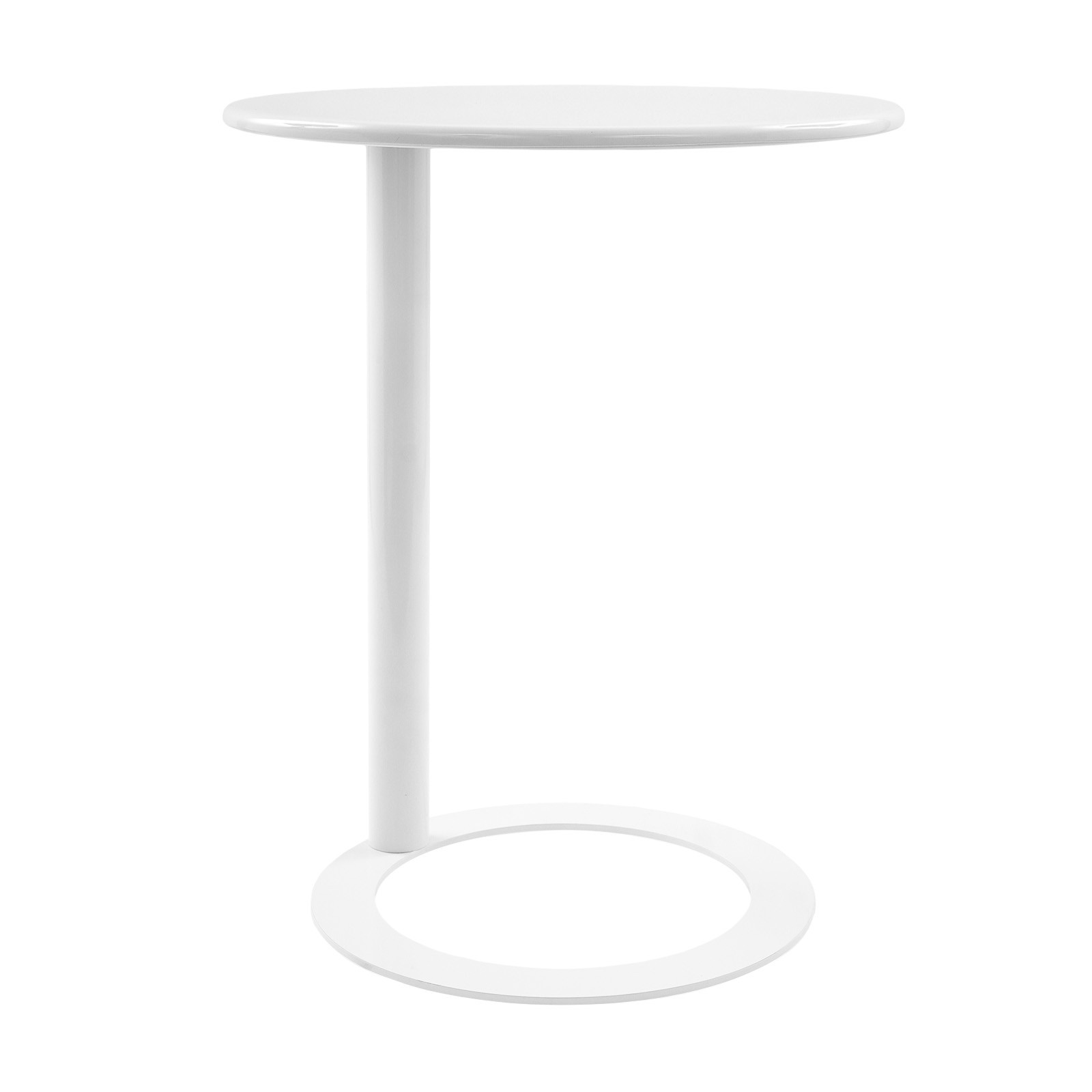 60x74cm Round Side Table White Side Table for Small Spaces with O-shaped Base US