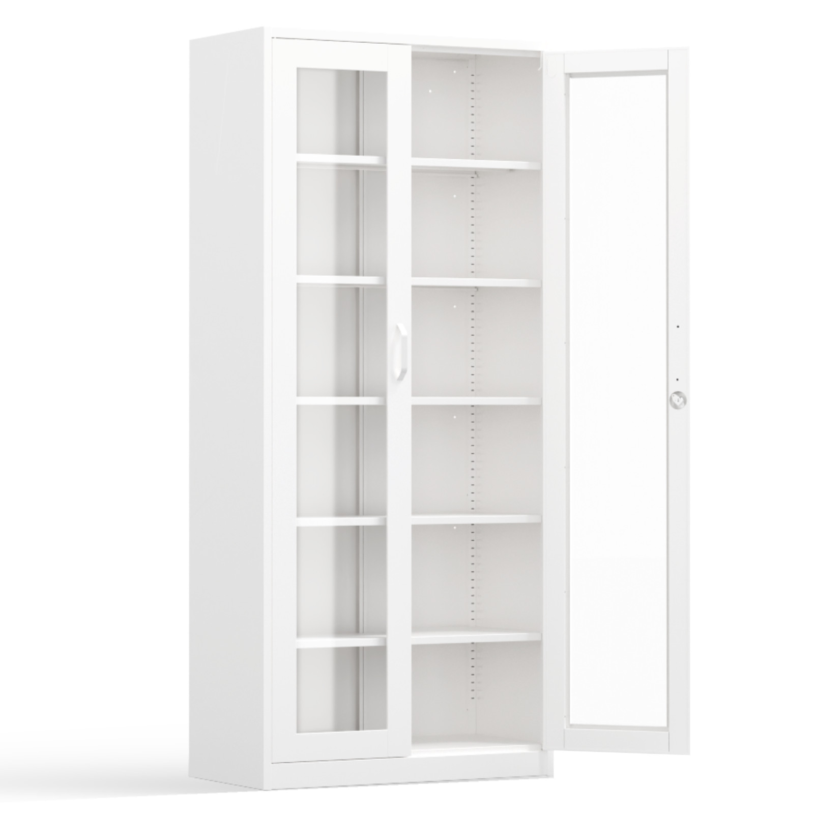 Display Cabinet Curio Cabinet Bookshelf Liquor Cabinet with Glass Doors for Home