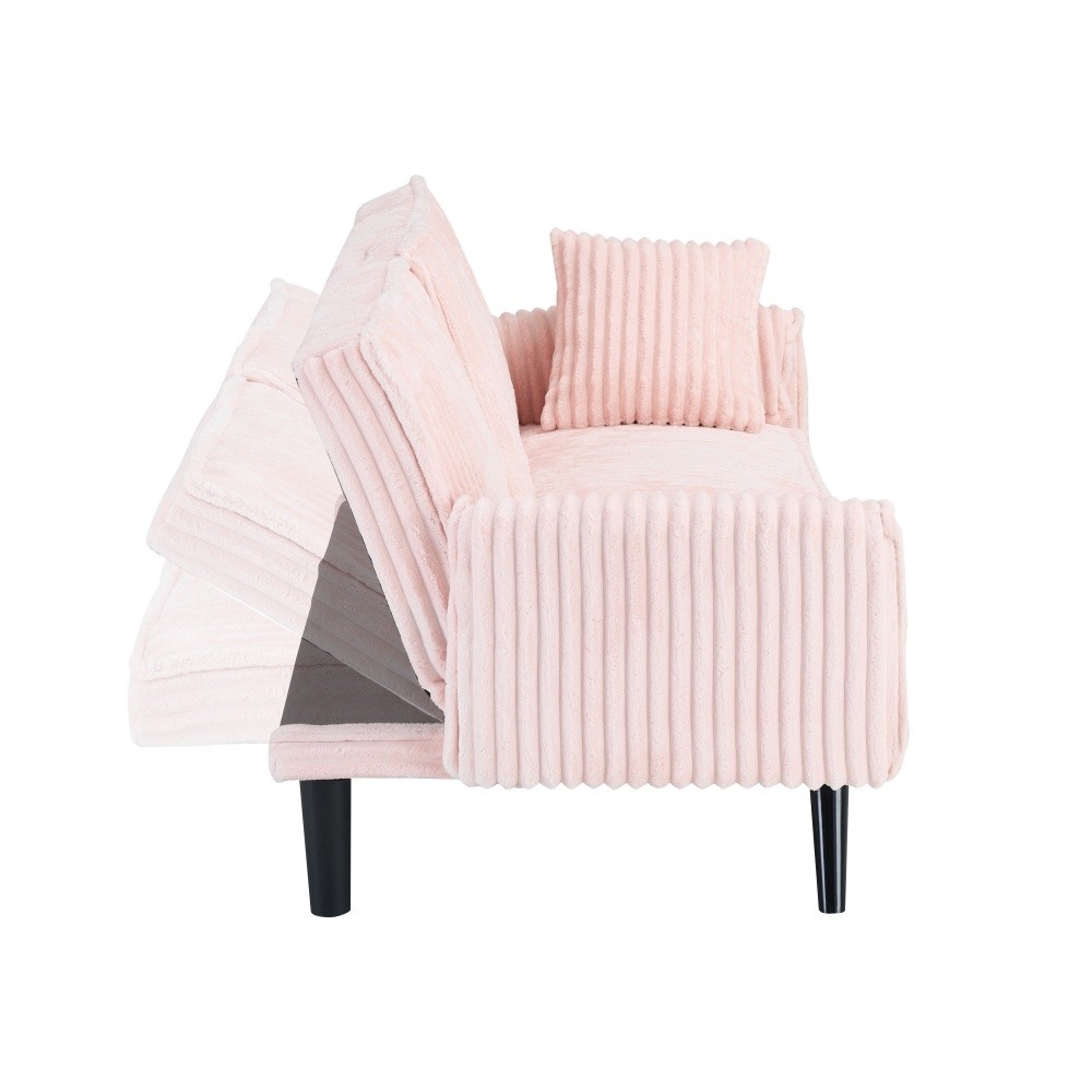 Pink corduroy sofa suitable for sitting and lying in the living room