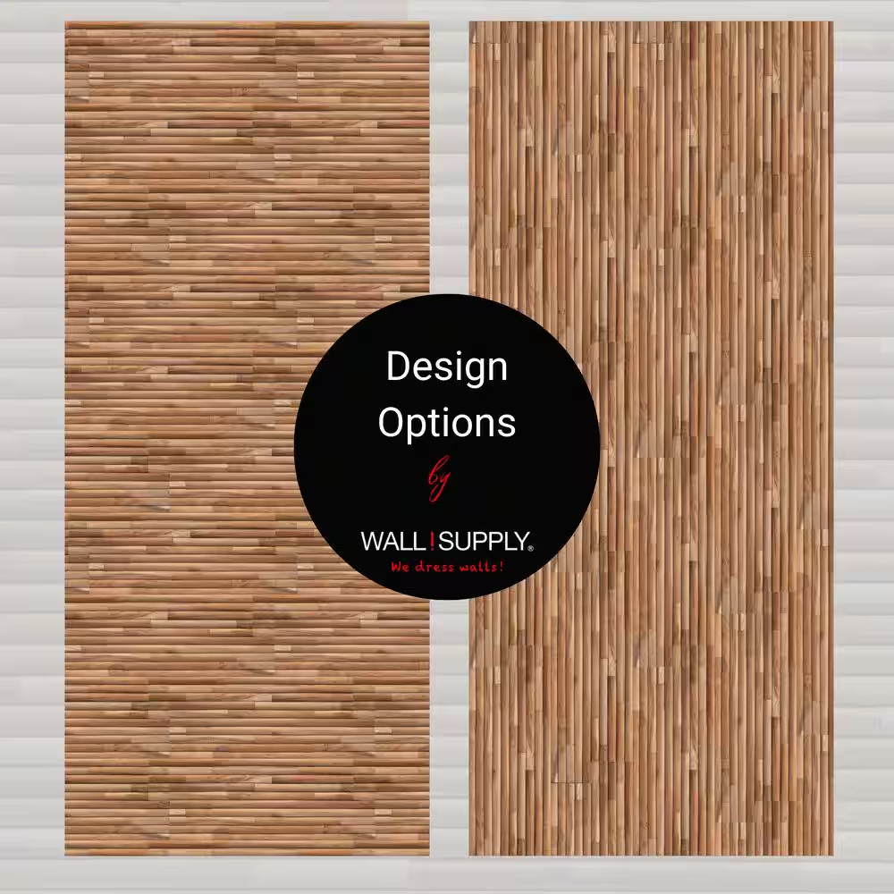 Ultra Wood Teak round Wood Wall Panels 0.59 In. X 7.87 In. X 19.69 In. Natural F