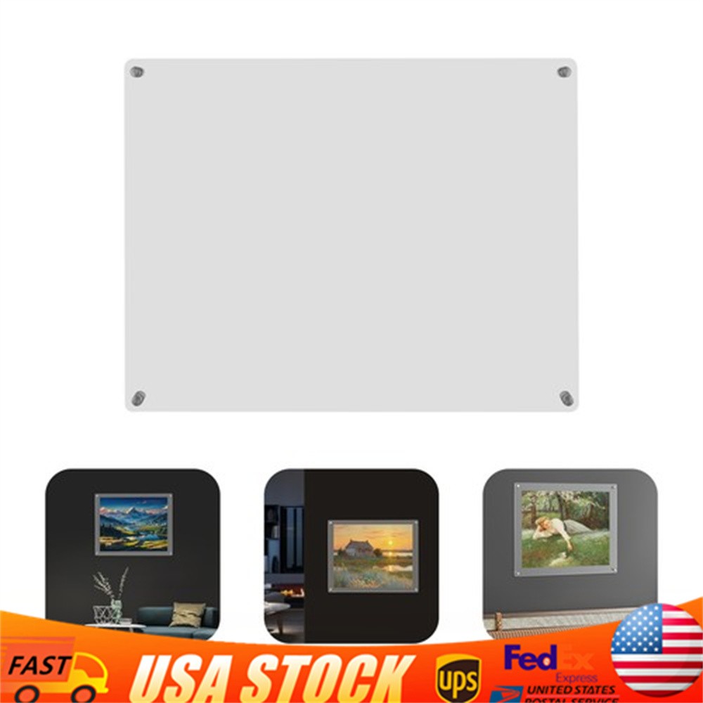 16″ x 20″ Clear Acrylic Picture Frame Wall Mount Floating Frameless Double Panel