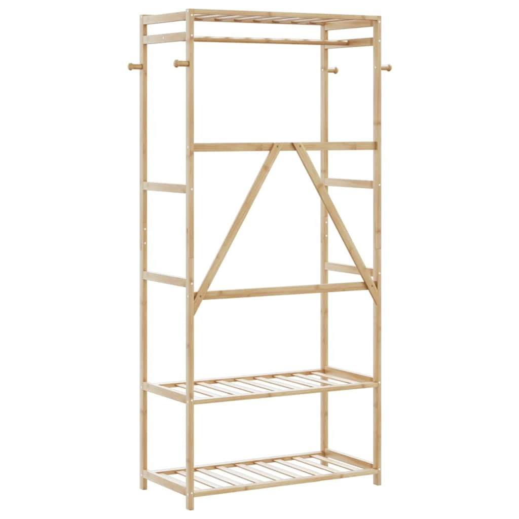 Clothes Rack with Shelves 31.5″x15.7″x68.9″ Bamboo
