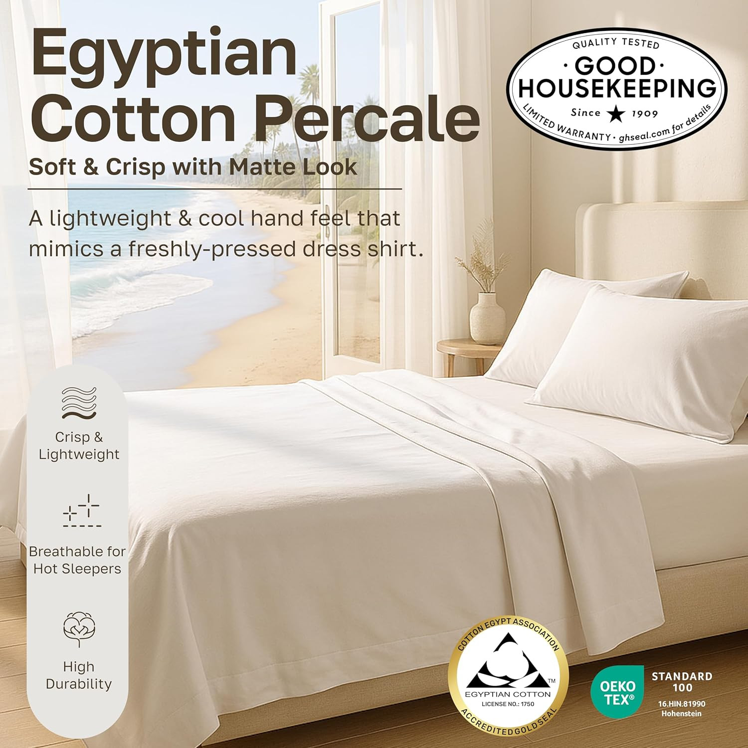 Luxury 100% Egyptian Cotton Queen Deep Pocket Sheet Set – Mineral Blue