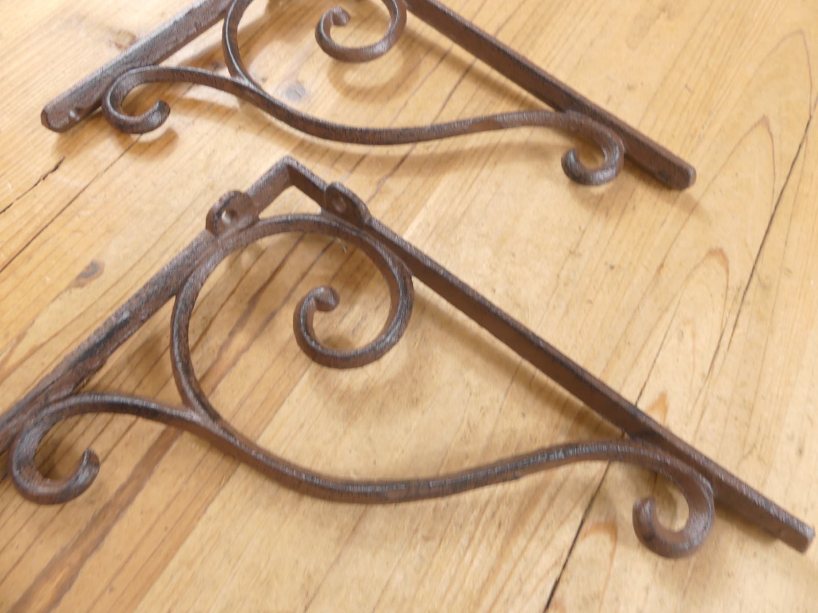 2 Antique Style Shelf Brace Wall Bracket Cast Iron Brackets Corbels Plant Hook