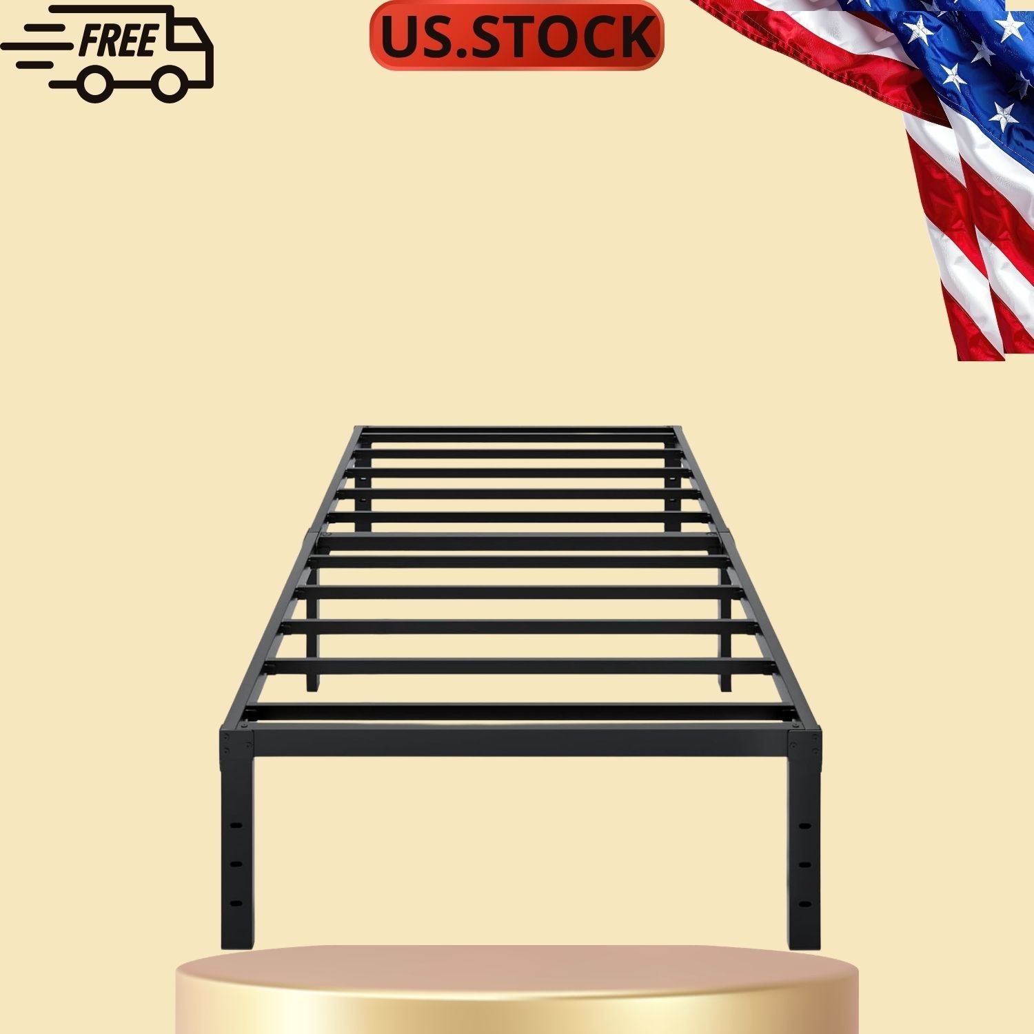 Twin Size 14 Inch Metal Bed Frame Heavy Duty Platform with Underbed Storage
