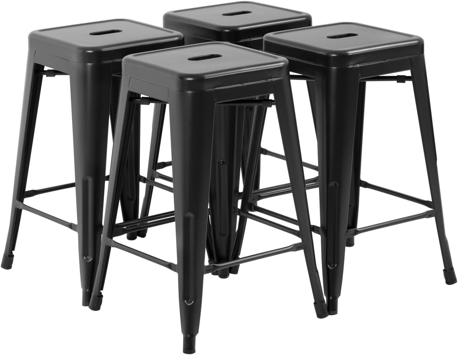 TABURETES DE BAR METALICOS 4 PIEZAS 24 PULGADAS APILABLES INTERIOR EXTERIOR