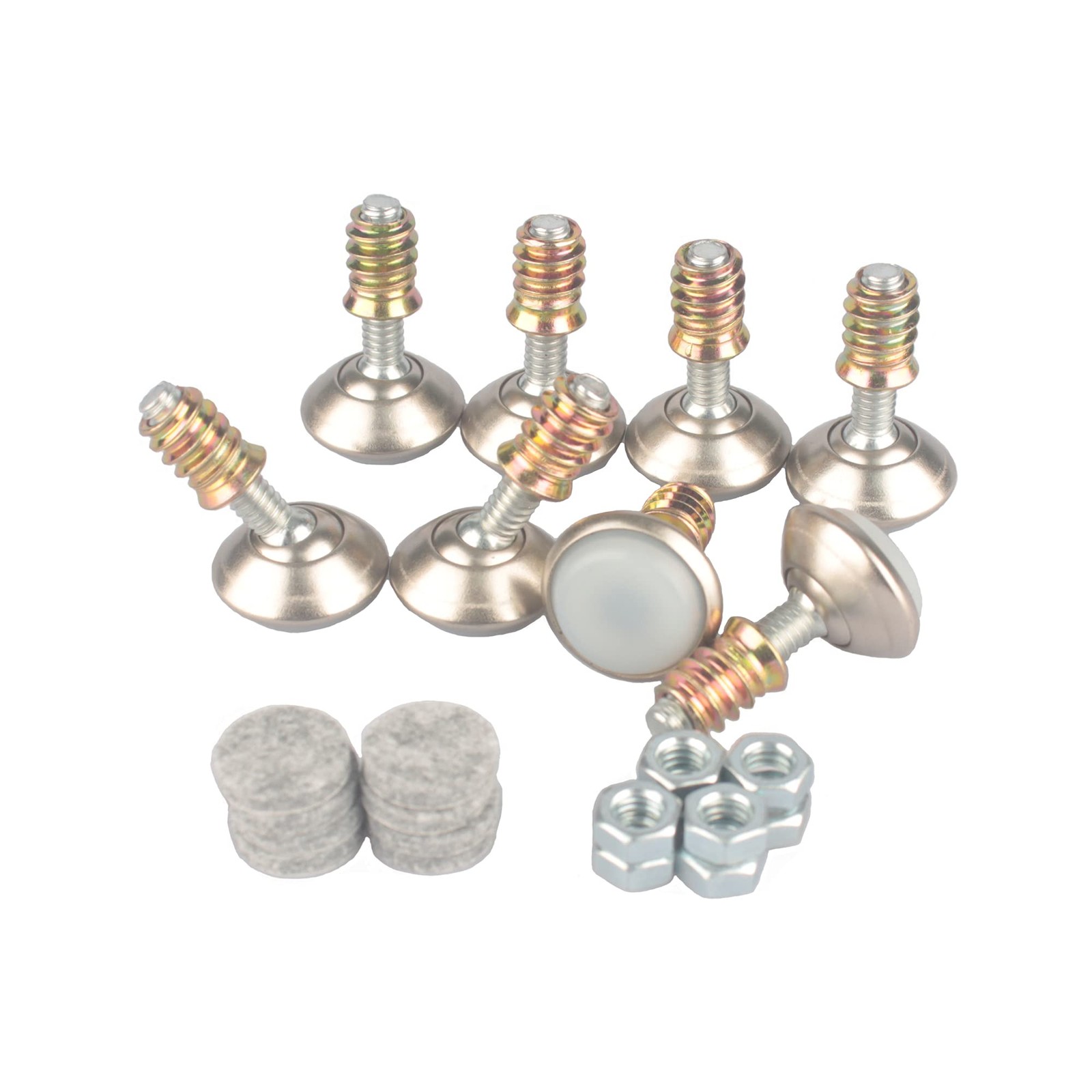 HUAYY Furniture Levelers Swivel Feet,Angle Height 1/4-20 Kits-8 Sets, Silver