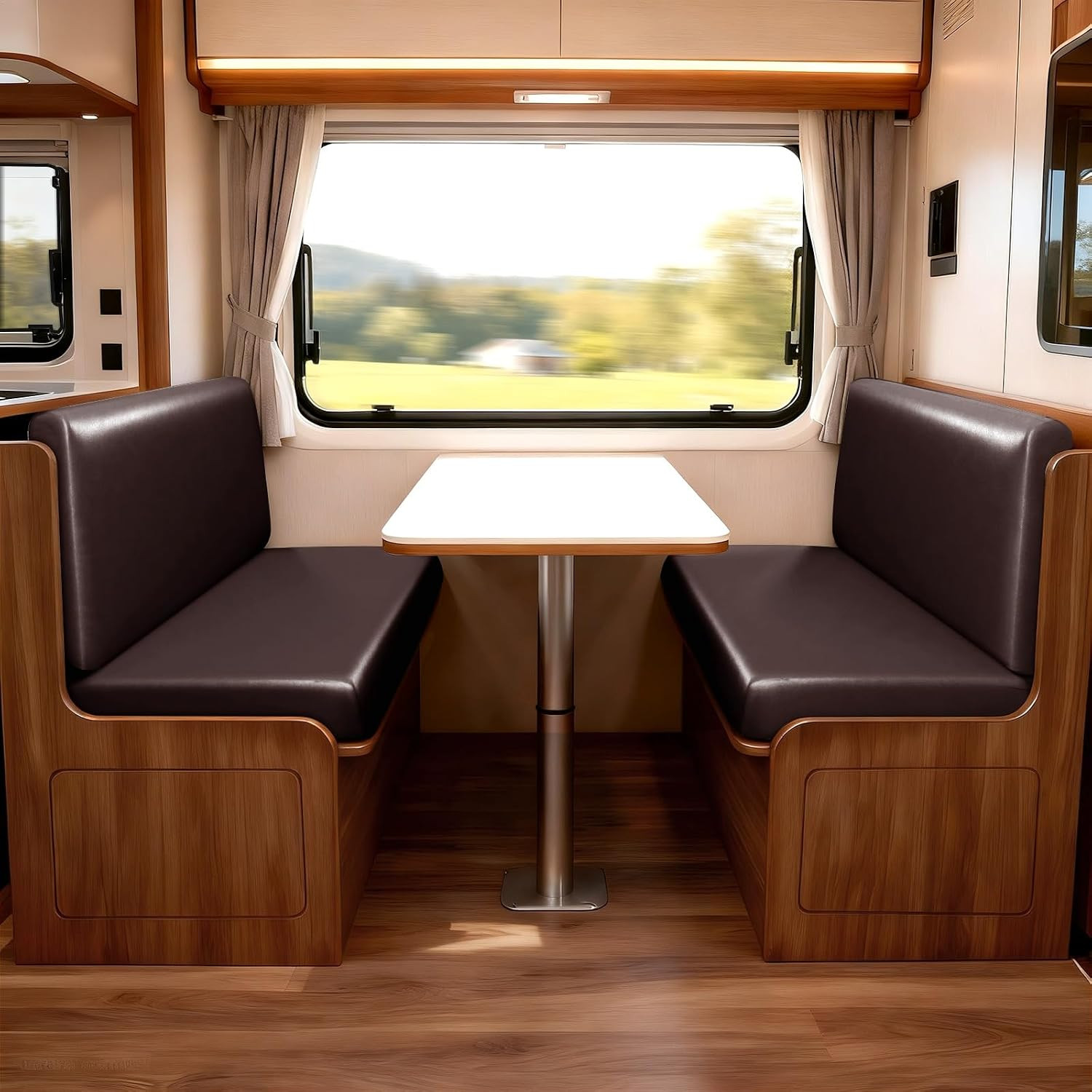PU Leather RV Dinette Cushion Covers, Stretch Camper Cushion Slipcovers