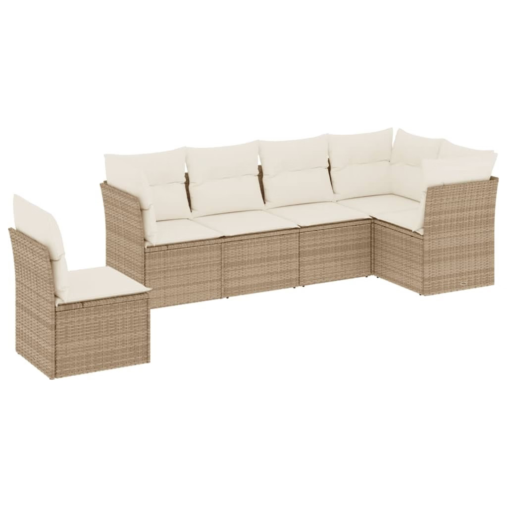 Garden Sofa Set Beige Poly Rattan, Polyester, Foam, Cotton fiber