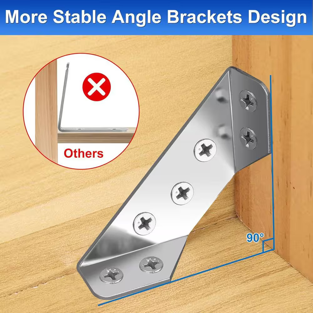 25PCS Stainless Steel Corner Brackets 1. 8X1. 8 Inch for Wood Metal Furniture Re